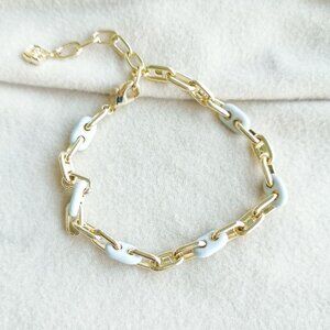 Kendra Scott Bailey White Mix Chain Bracelet Gold